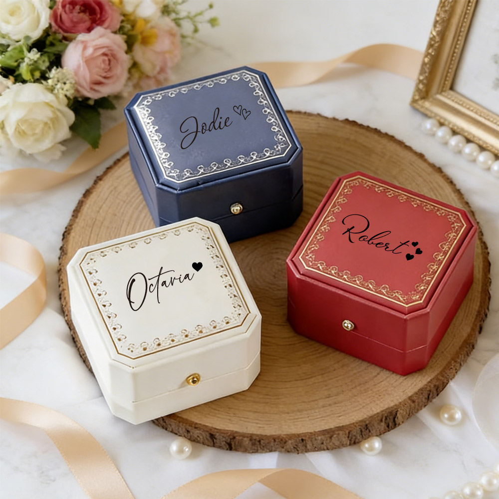 Velvet Jewelry Box - Scatola per Anelli Personalizzata in Ecopelle