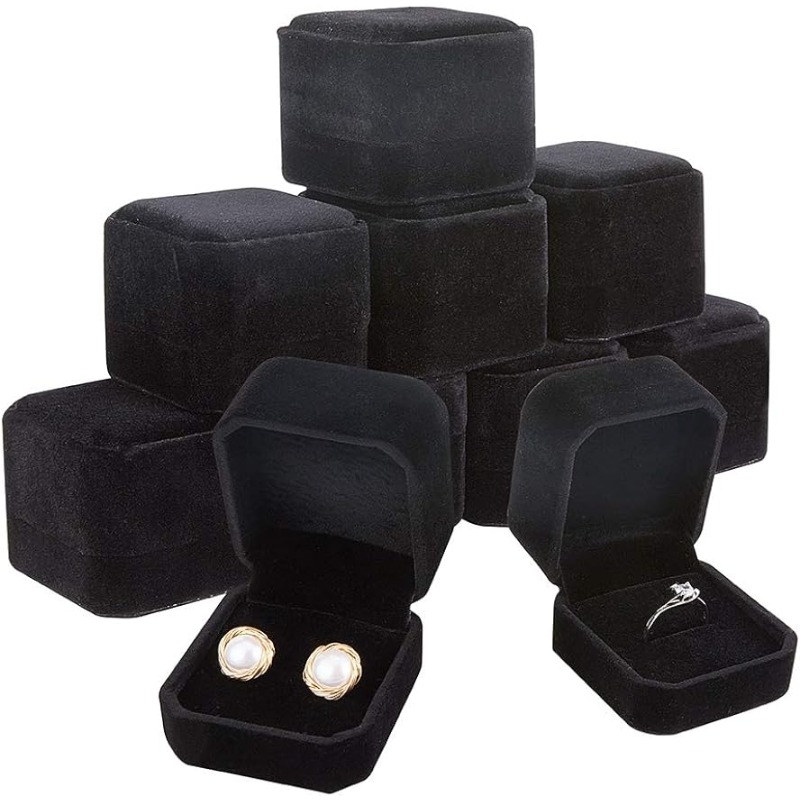 Velvet Jewelry Box - Confezione da 10 scatole per anelli